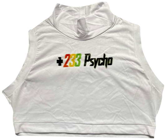 White +233 Psycho T-Neck Tank Top